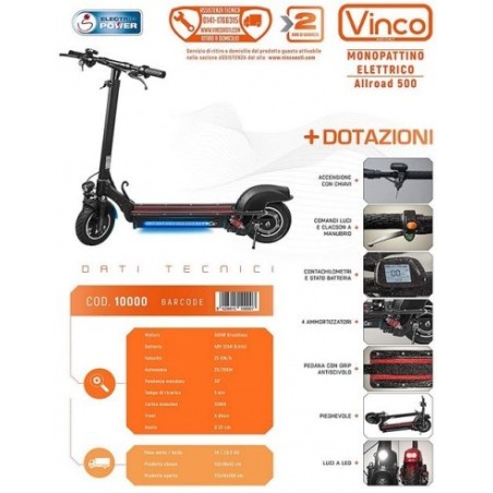 Vinco Monopattino Elettrico 500W