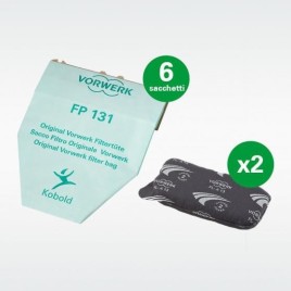 Kit 6 Sacchetti VK130/131 + 2 Filtri Odori Originale Vorwerk